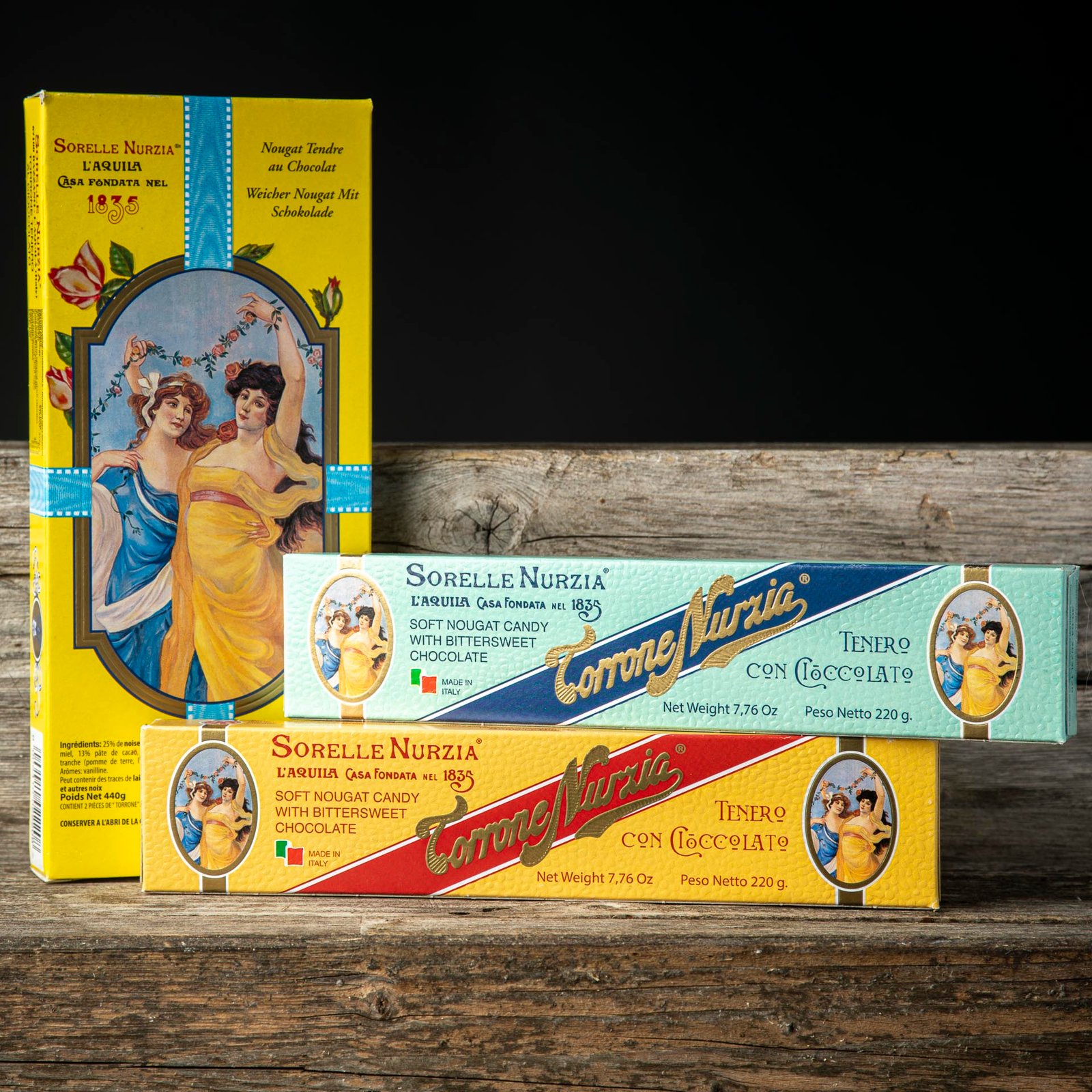 TORRONE TENERO AL CIOCCOLATO FONDENTE EXTRA – SCATOLA N.2 STECCHE