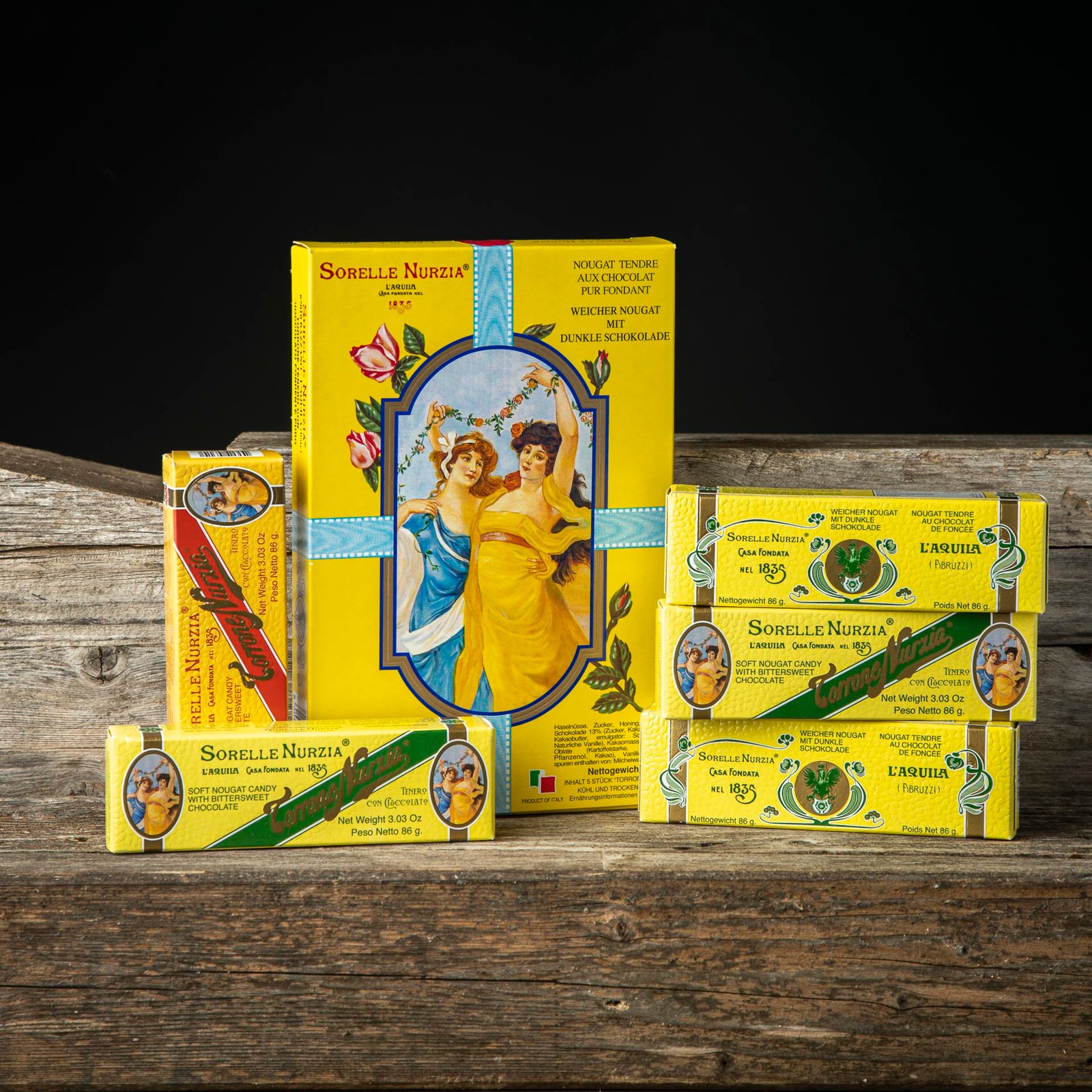 TORRONE TENERO AL CIOCCOLATO FONDENTE EXTRA – SCATOLA N.5 STECCHE