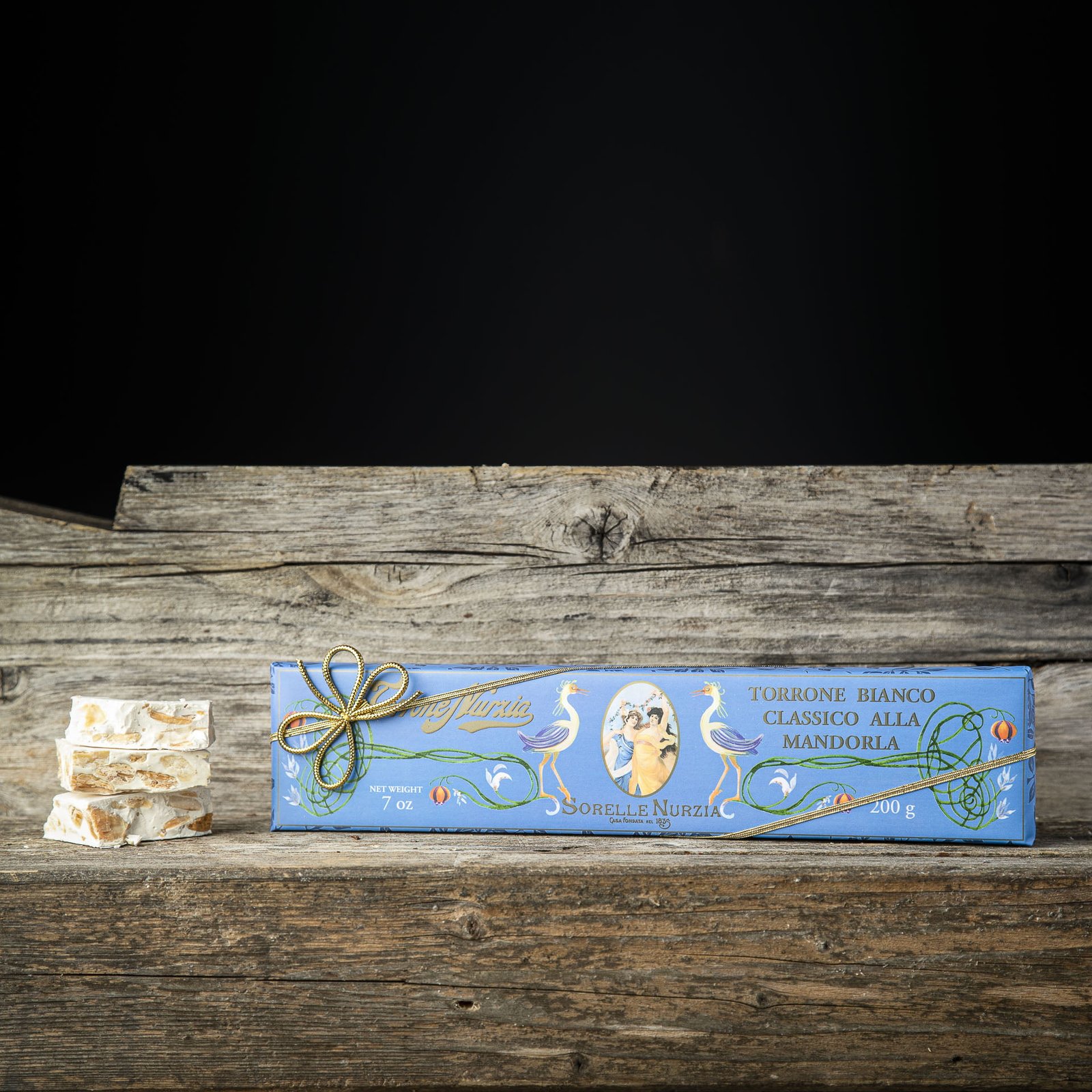 TORRONE BIANCO CLASSICO ALLA MANDORLA PELATA – STECCA DA 200g – INCARTO A MANO