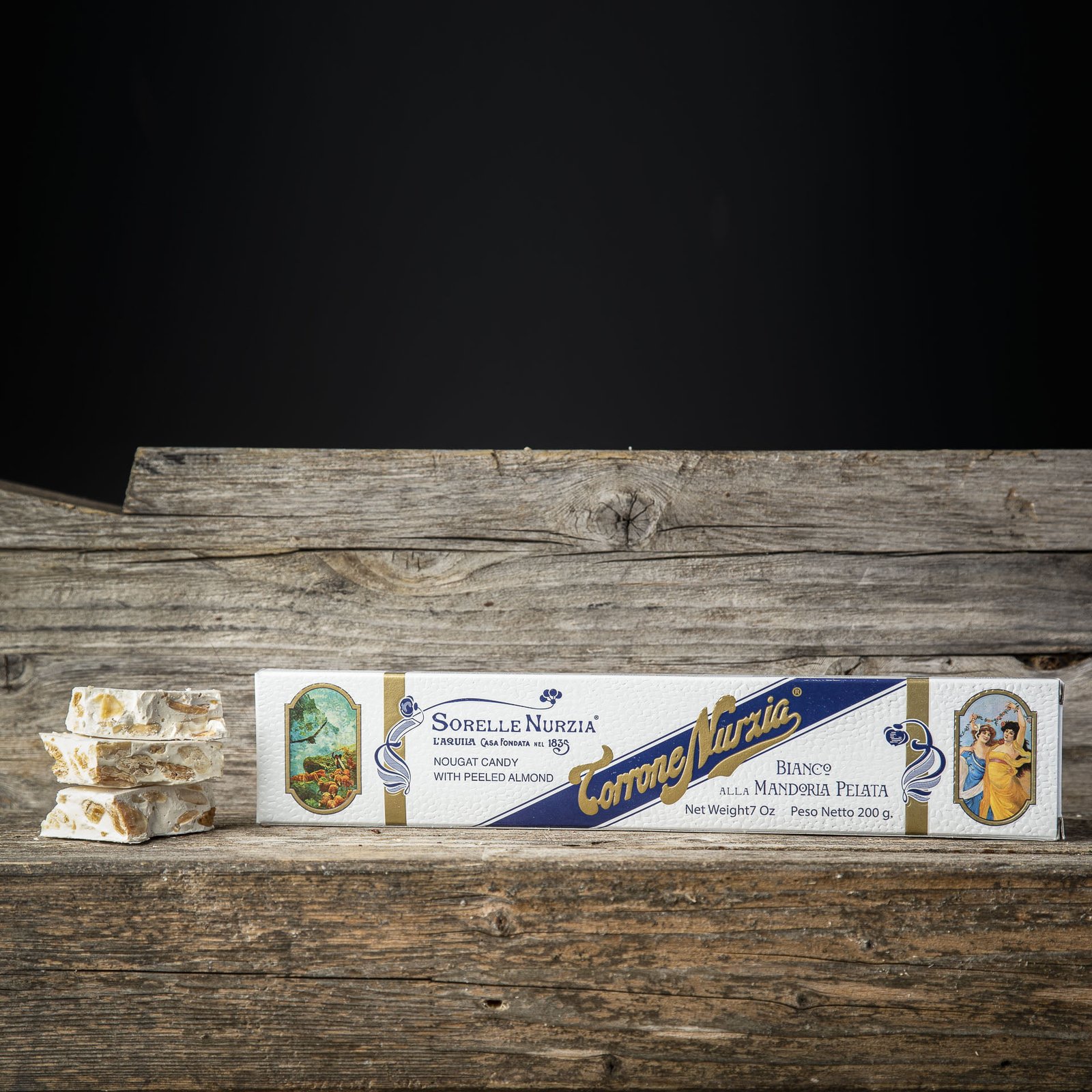 TORRONE BIANCO CLASSICO ALLA MANDORLA PELATA – STECCA DA 200g