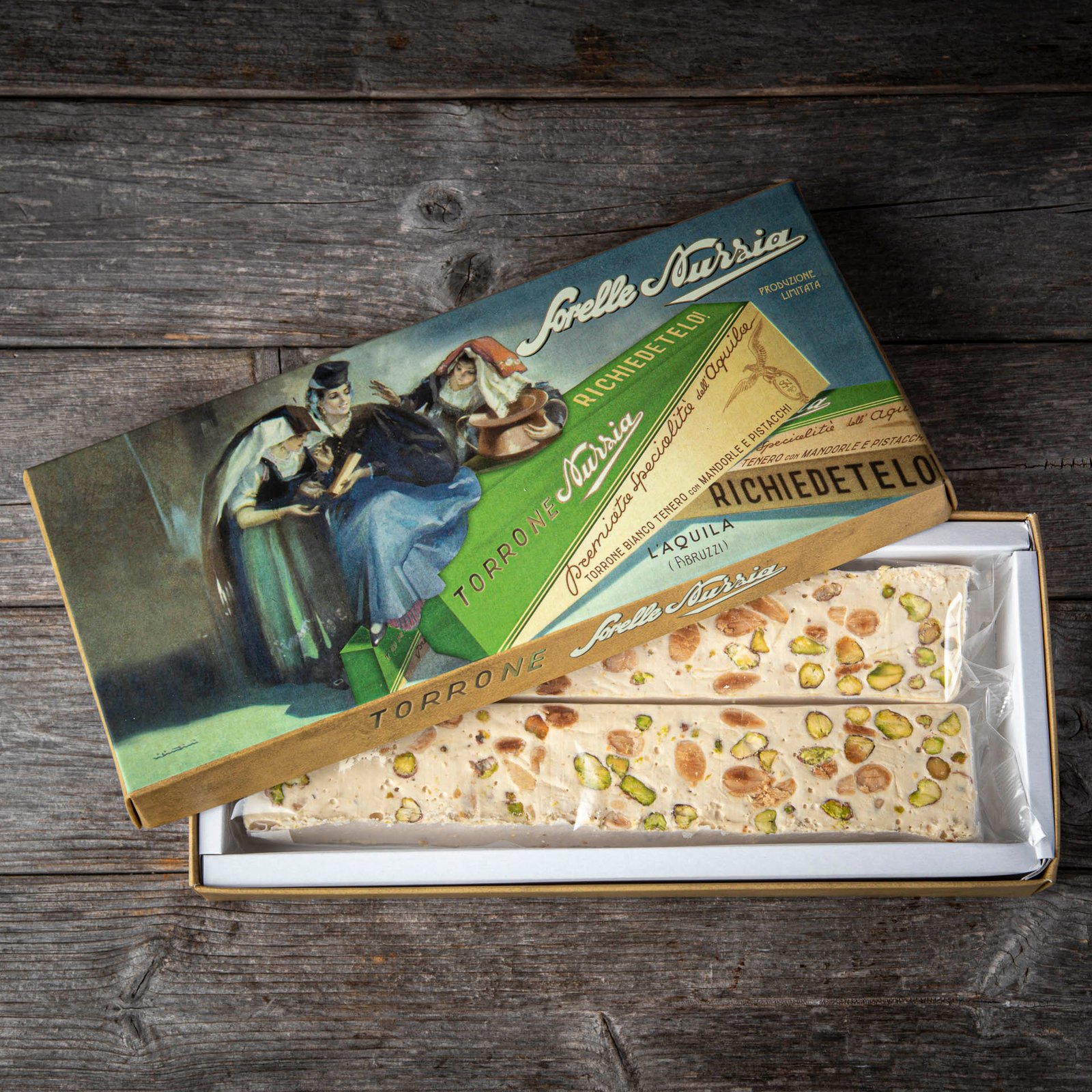 TORRONE BIANCO TENERO MANDORLE & PISTACCHI – SCATOLA 300G