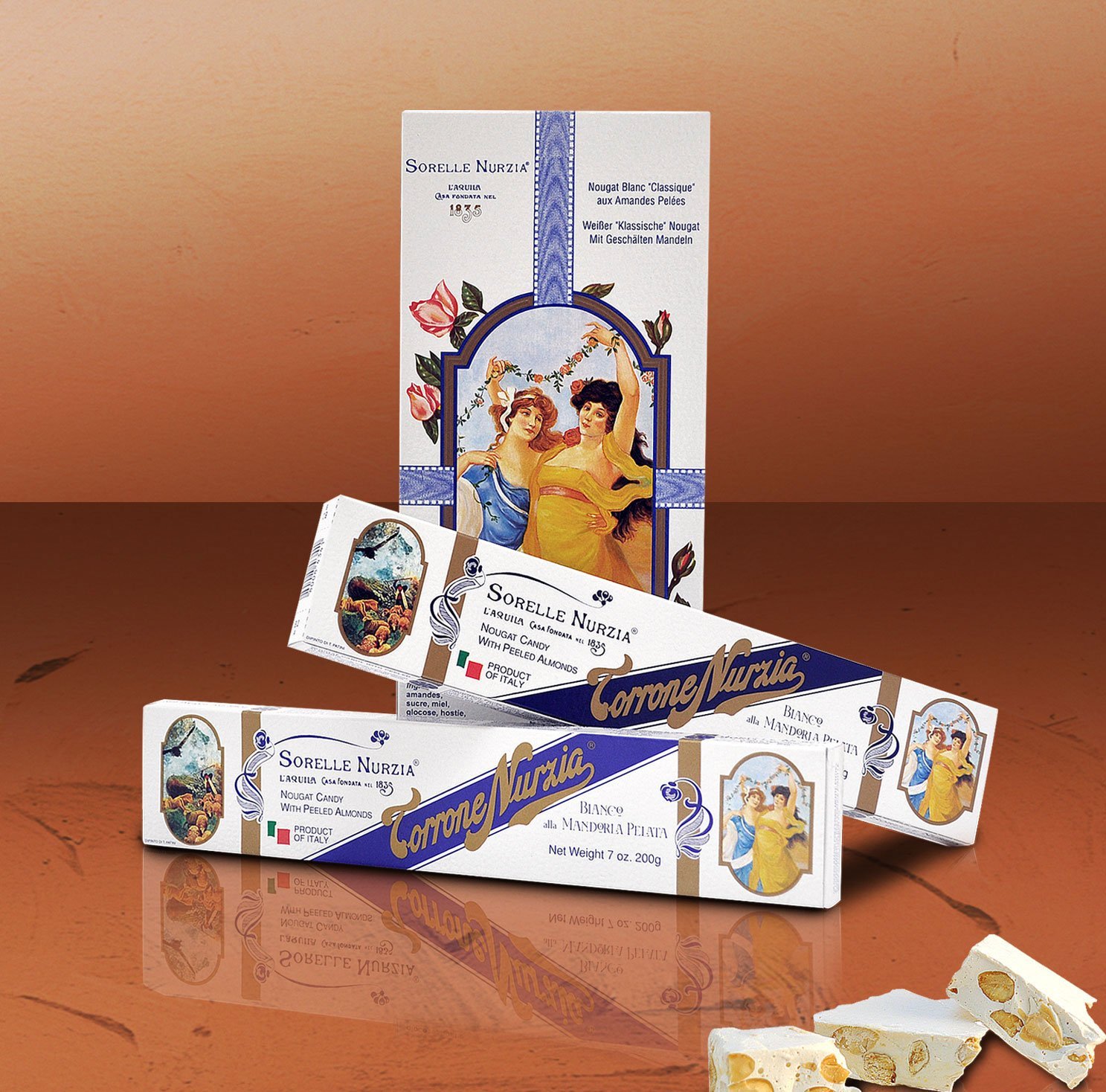 TORRONE BIANCO CLASSICO ALLA MANDORLA PELATA – SCATOLA N.2 STECCHE